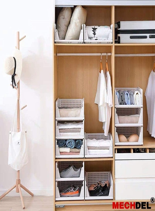 SpaceOrganizer منظم أدراج خزانة قابل للطي والتكديس من SpaceOrganizer (3 قطع - كبير، أبيض) - Image 3
